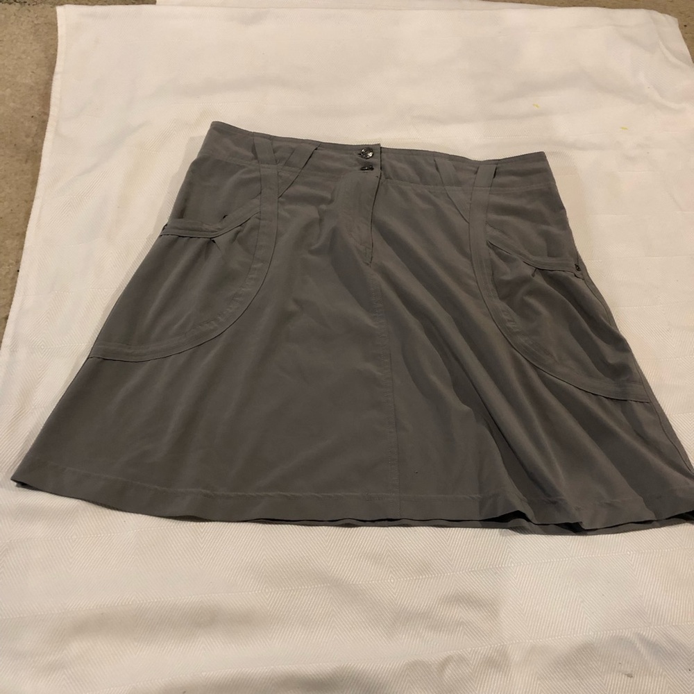 Exofficio Gray A-Line Skirt with Front Pockets